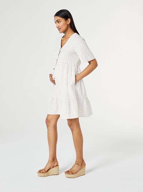 Billie Button Down Smock Dress, White, hi-res