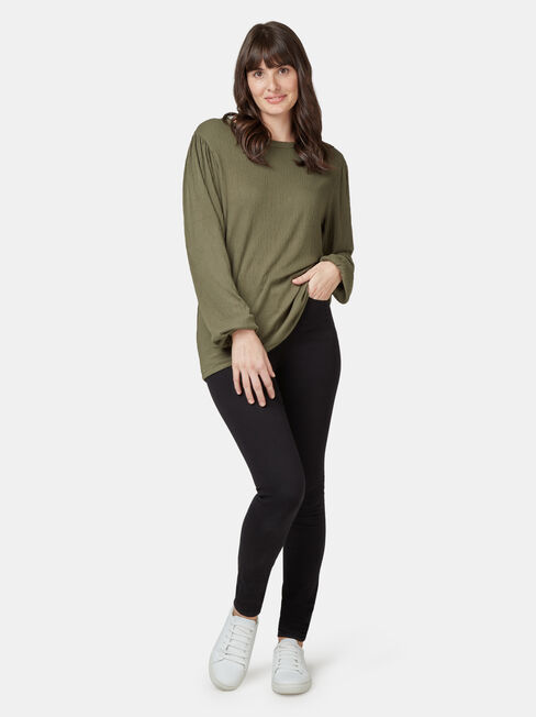 Leah Textured Top, Green, hi-res