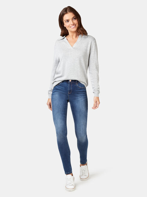 Iris Collared Knit, Grey, hi-res