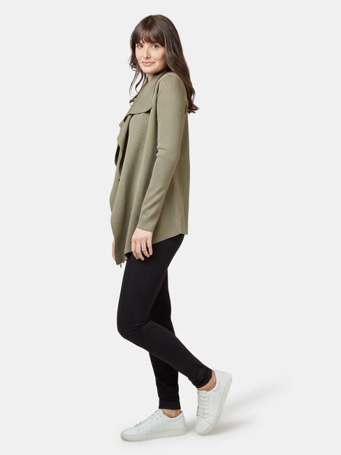 Gina Short Waterfall Cardigan, Green, hi-res