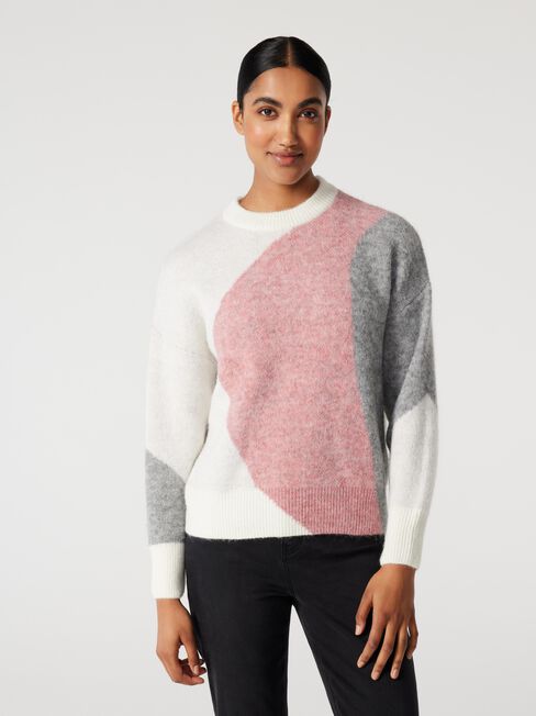 Alice Coulorblock Pullover, Berry Multi, hi-res