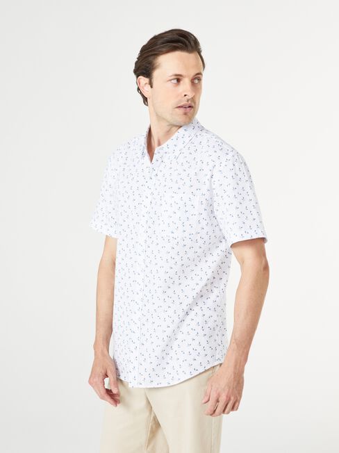 SS Pierson Print Shirt, White, hi-res