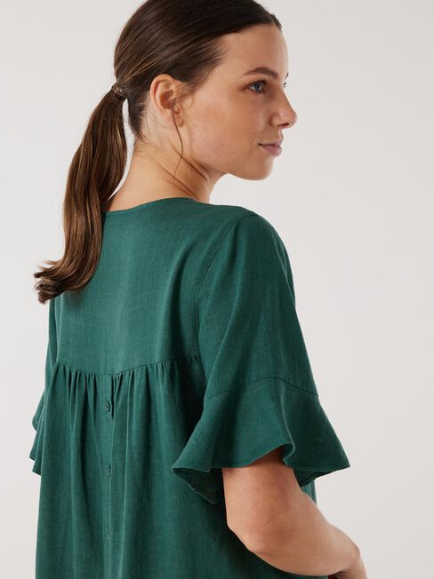 Alivia Ruffle Hem Top, Eucalyptus, hi-res