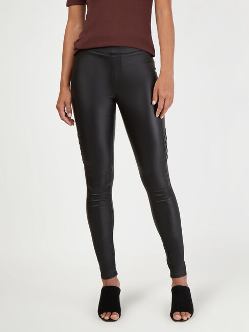 Tessa Coated Skinny Biker Jeans, Black, hi-res