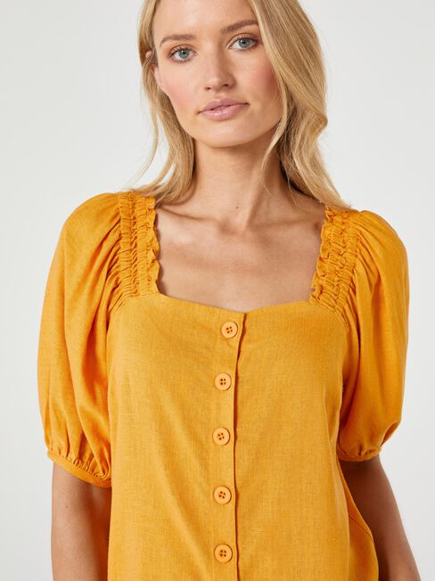 Candy Square Neck Top, Yellow, hi-res