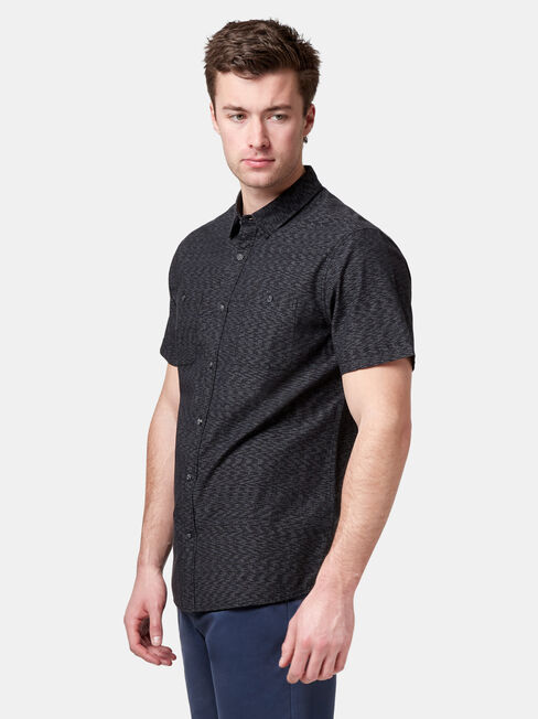 Gus Short Sleeve Textured Shirt, Black, hi-res