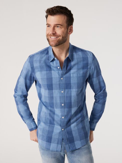 LS Noel Check Shirt, Blue, hi-res