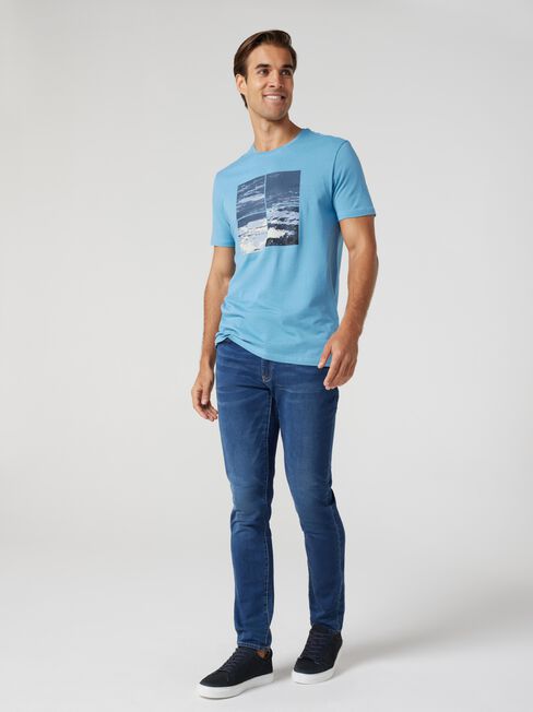 SS Wesley Print Crew Tee, Blue Mist, hi-res