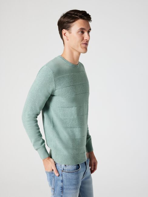 Ralph Stripe Crew Knit, Green Marle, hi-res