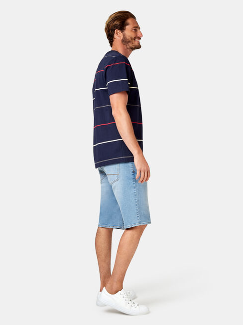 Kingston Short Sleeve Stripe Crew Tee, Blue, hi-res