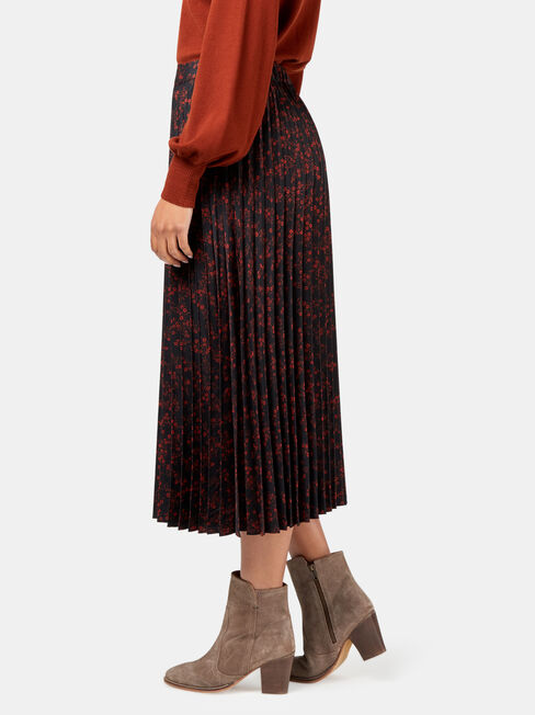Heidi Pleat Skirt, Black, hi-res