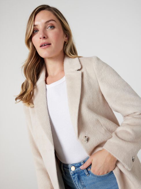 Lena Pocket Detail Coat, Neutral Marle, hi-res