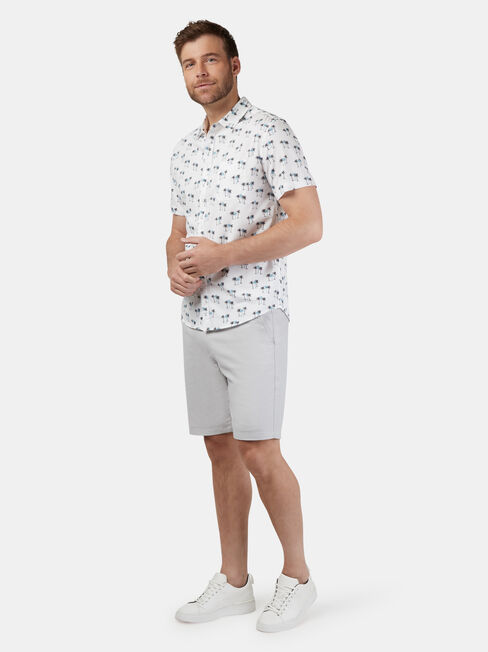 Valley Short Sleeve Print Shirt, White, hi-res
