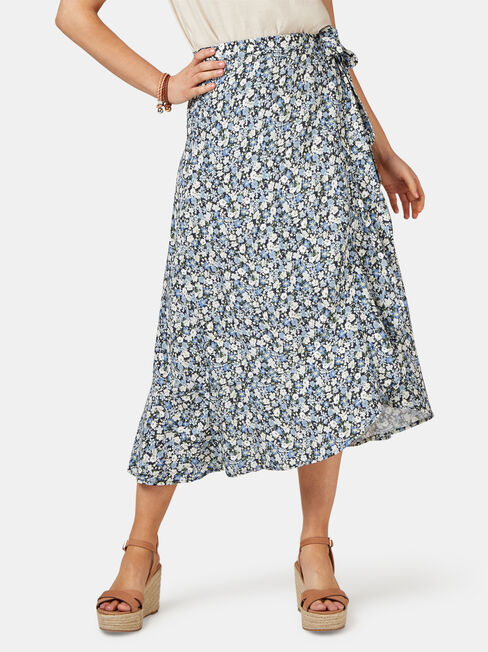 Chloe Midi Wrap Skirt, Mid Indigo, hi-res