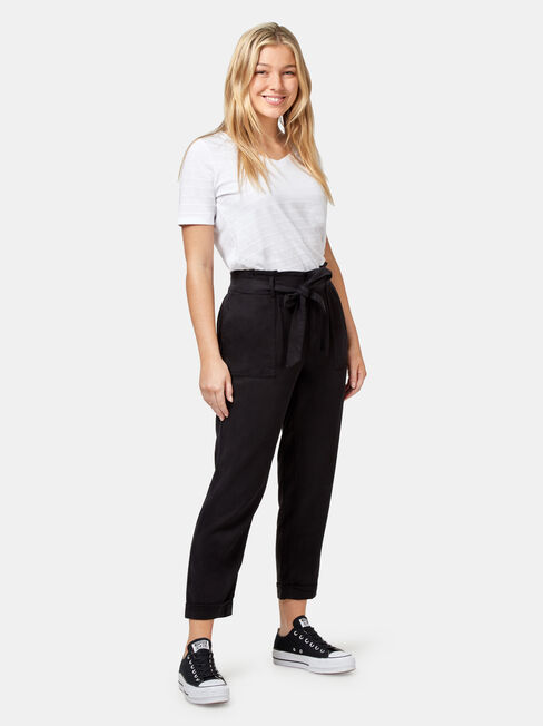 Isadora Paper Bag Pant, Black, hi-res