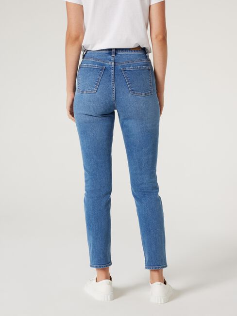 Sienna High Waisted Slim Straight Jeans, VintageWash, hi-res