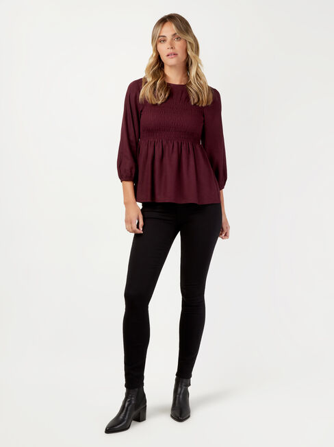 Gracie Shirred Bust Top, Purple, hi-res