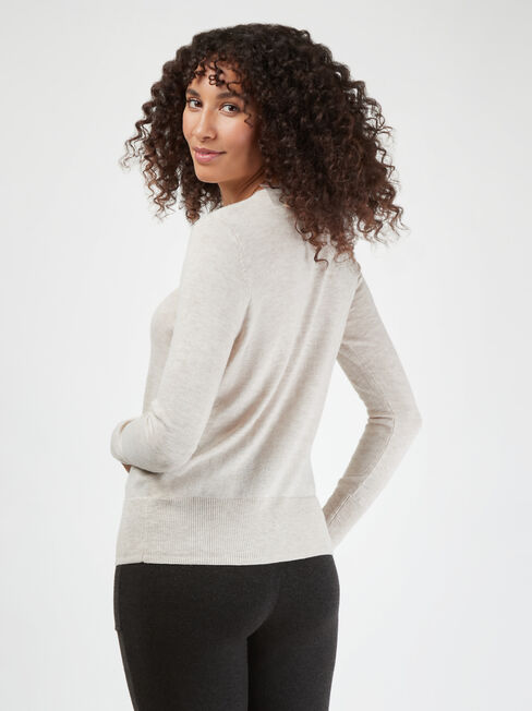 Jenny Fine Knit Henley, White, hi-res