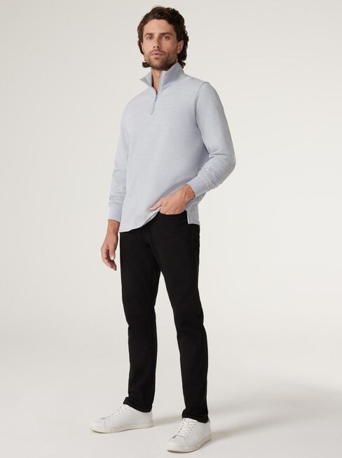 Samuel Funnel Zip Neck Long Sleeve Knit, Grey Marle, hi-res