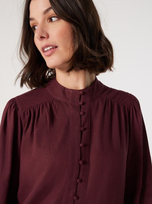 Adriana Button Down Blouse, Red, hi-res