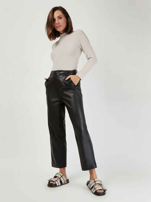 River Straight Faux Leather Pant, Black, hi-res