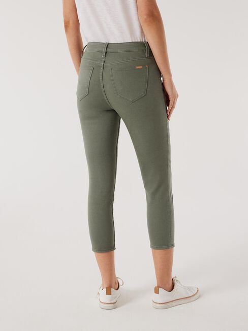 Kara Mid Waisted Skinny Capri, Green, hi-res