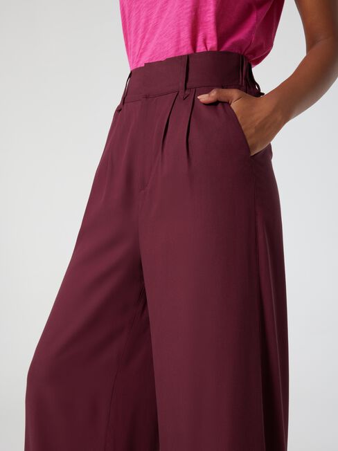 Molly Tailored Wide Leg Pant, Merlot, hi-res