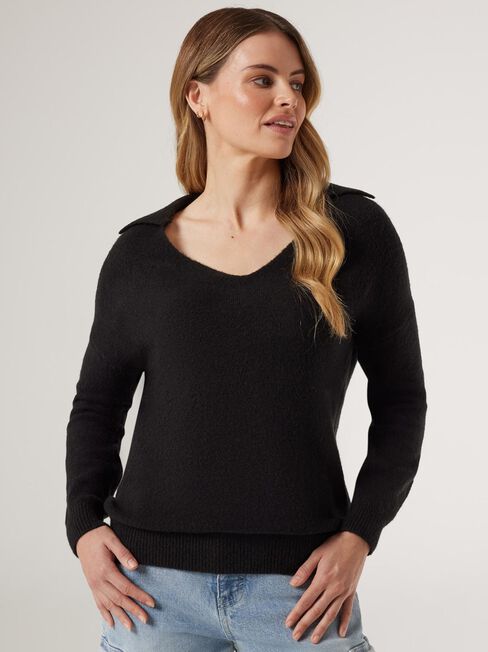 Chelsea Collared Knit, Black, hi-res