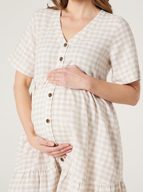 Billie Button Down Smock Dress, Oatmeal, hi-res