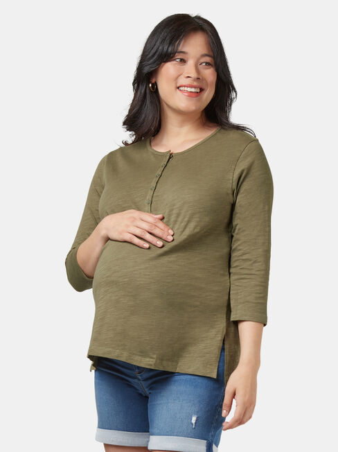 Hendy Henley Maternity Tee, Green, hi-res