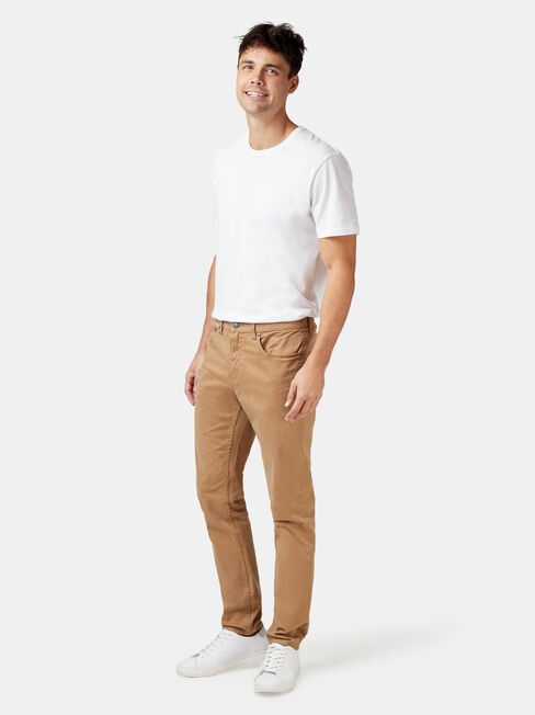 Slim Tapered Jeans Tobacco, Coloured, hi-res