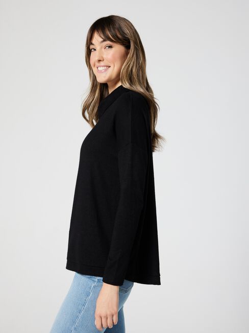 Amy Soft Touch Roll Neck, Black, hi-res