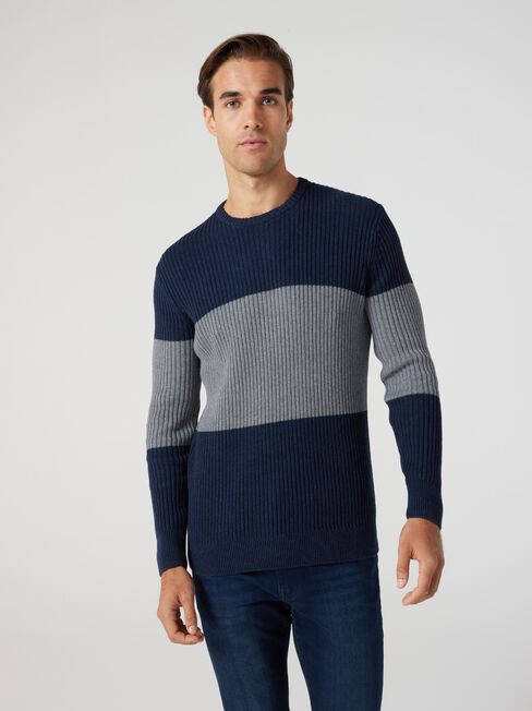 Klein Panel Stripe Crew Knit | Jeanswest