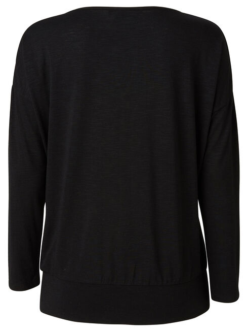 Avery Basque Hem Top, Black, hi-res