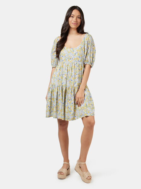 Rebecca Square Neck Dress, Green, hi-res