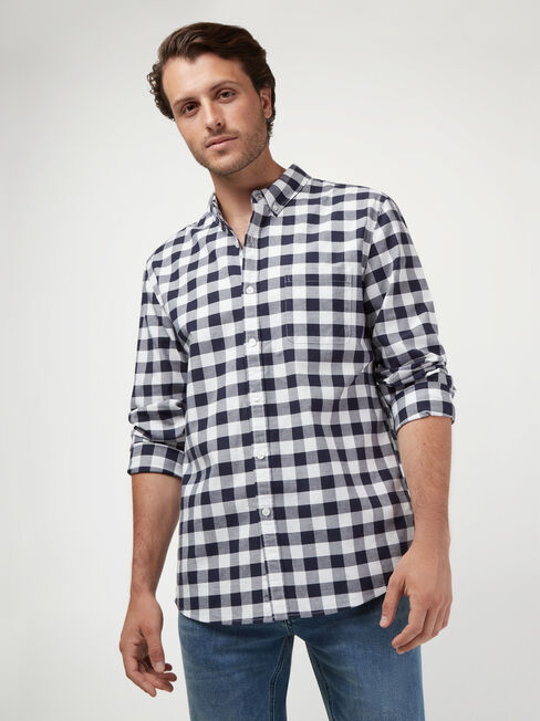 LS Holt Oxford Check Shirt, Blue, hi-res