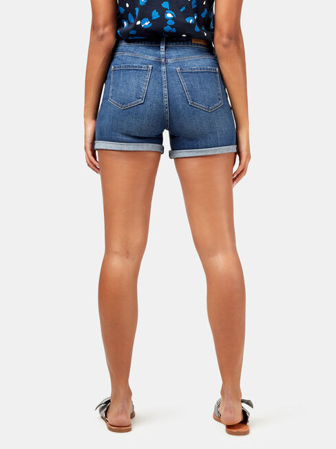 Kelly Double Yoke Denim Short, Blue, hi-res