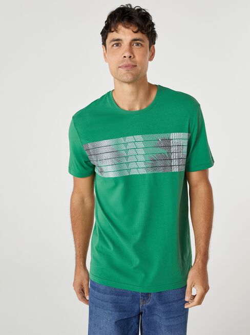 SS Seb Print Crew Tee, Green, hi-res
