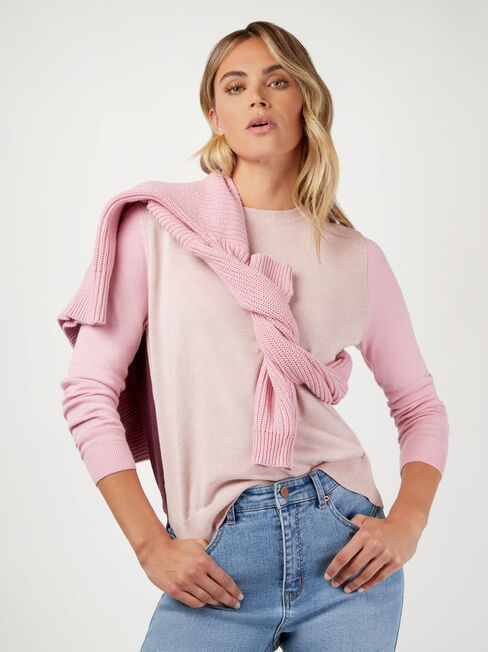 Remi Colour Block Knit, Pink, hi-res