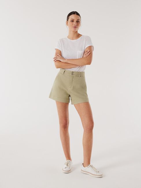 Georgia Tummy Trimmer Denim Short, Sage, hi-res