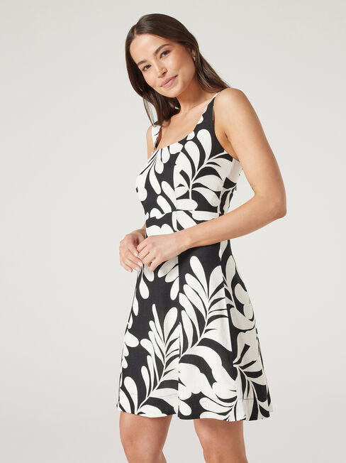 Elora Mini Dress, Mono Print, hi-res