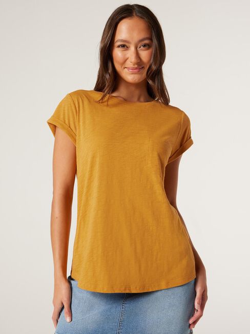 Essential Slub Pocket Tee, Spicy Mustard, hi-res