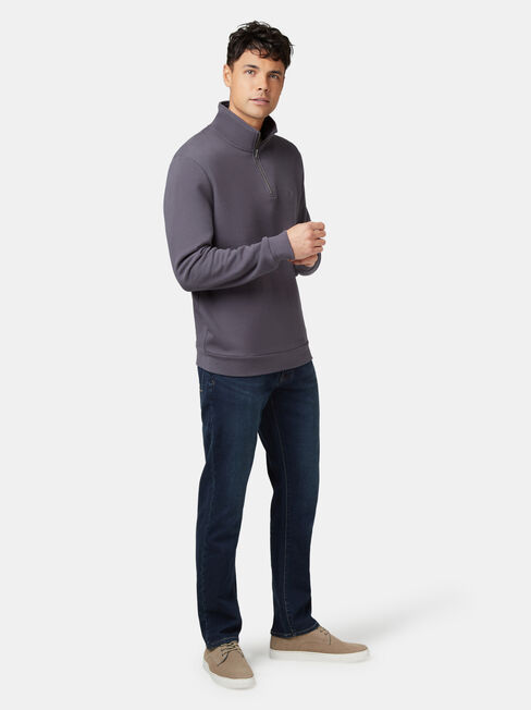 Butler Zip Neck Sweat, Grey, hi-res