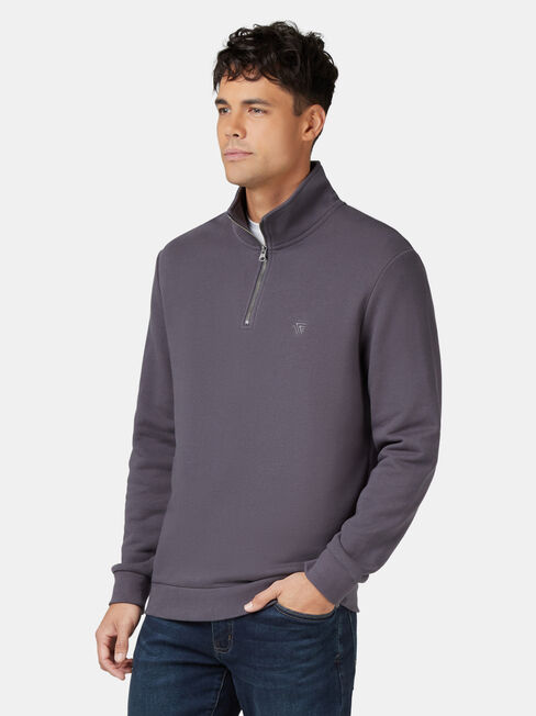 Butler Zip Neck Sweat, Grey, hi-res