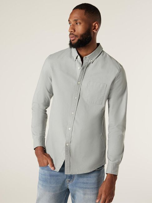 Heston Oxford Long Sleeve Shirt, Steel, hi-res