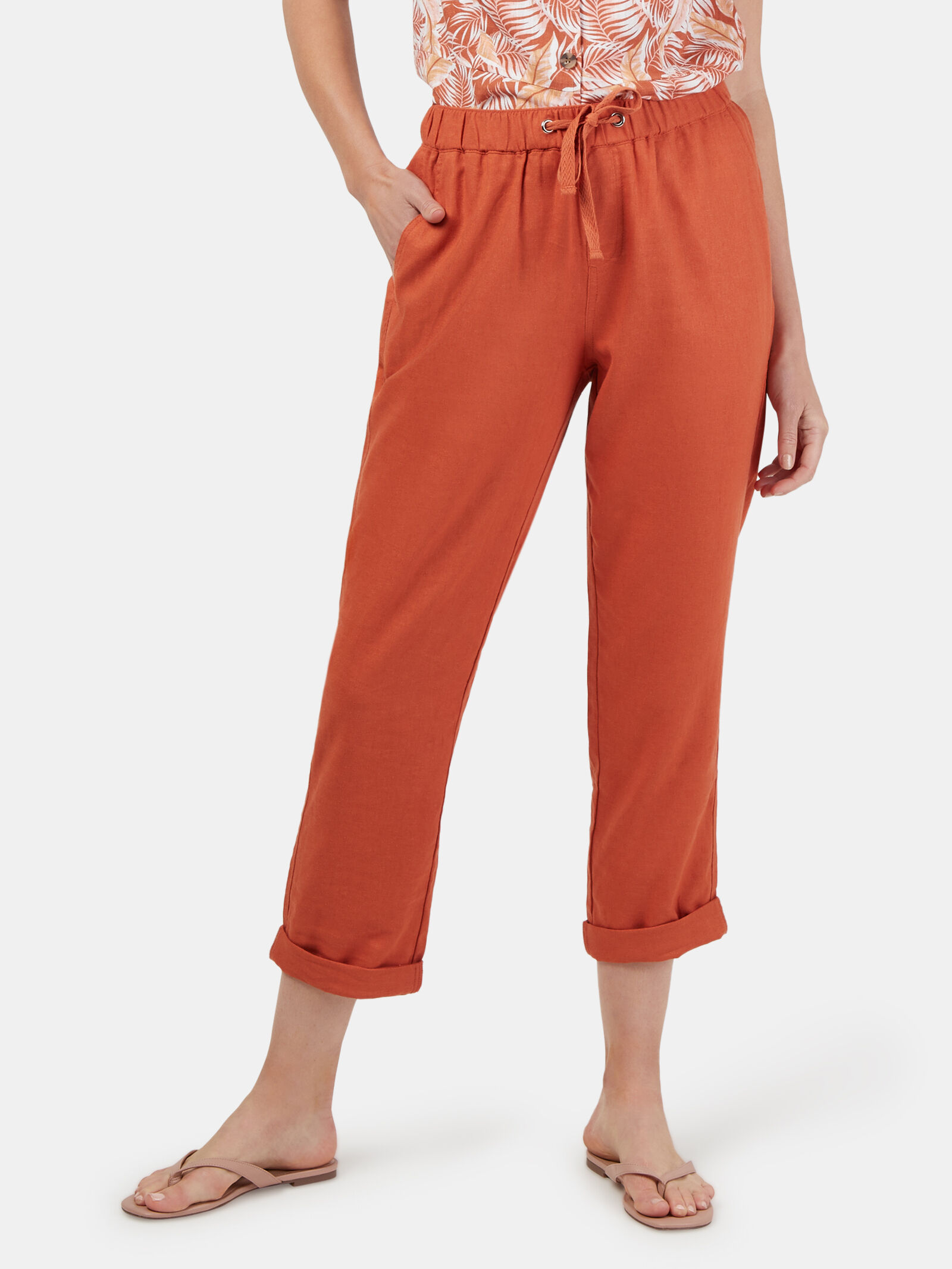 Burnt orange linen pants 2025