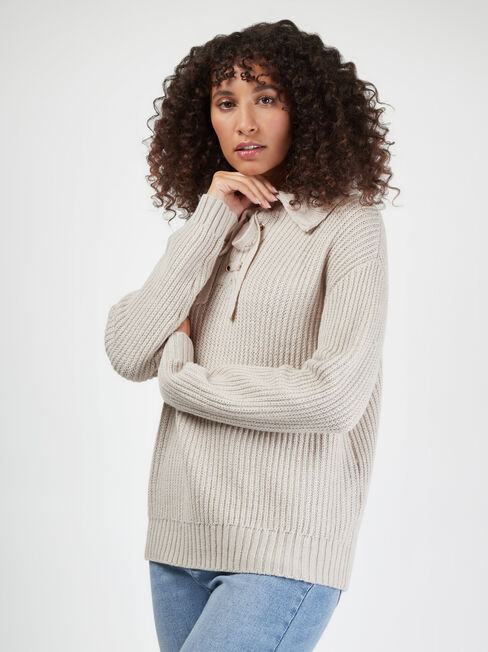 Remi Tie Front Knit, Brown, hi-res