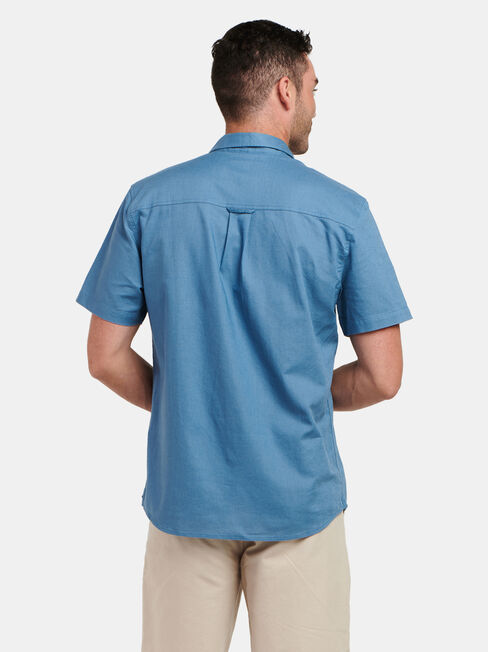 Ethan Short Sleeve Textured Shirt, Blue, hi-res