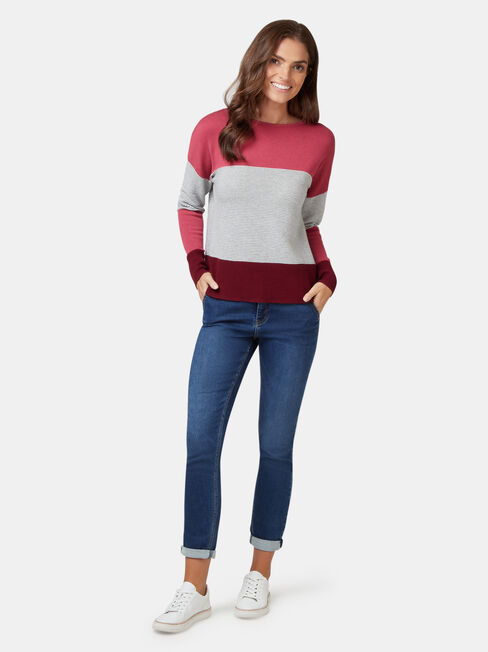 Chloe Colour Block Knit, Pink, hi-res