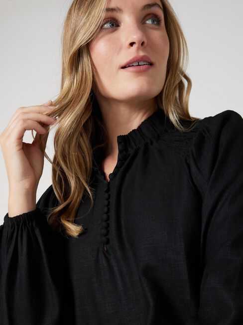 Amelia Button Down Blouse, Black, hi-res